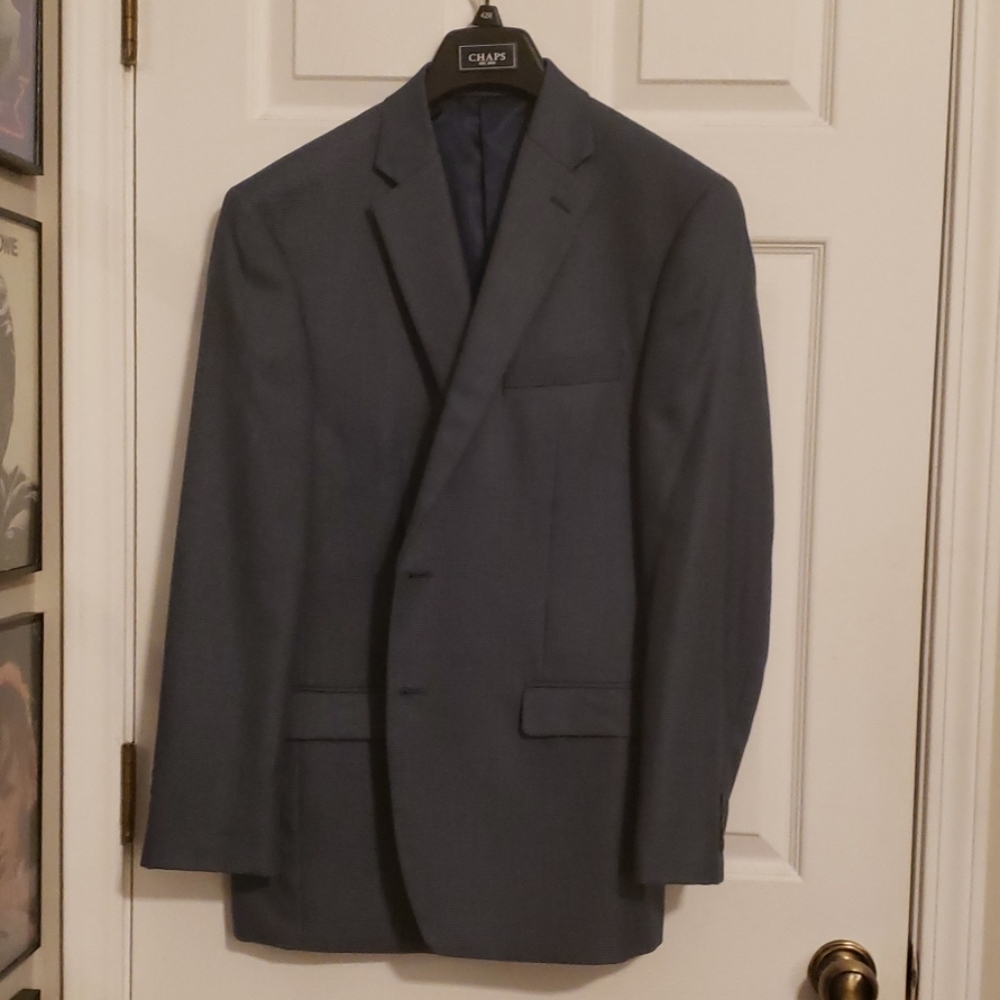 Dark Blue Small Checkered Patterned Blazer - image 1